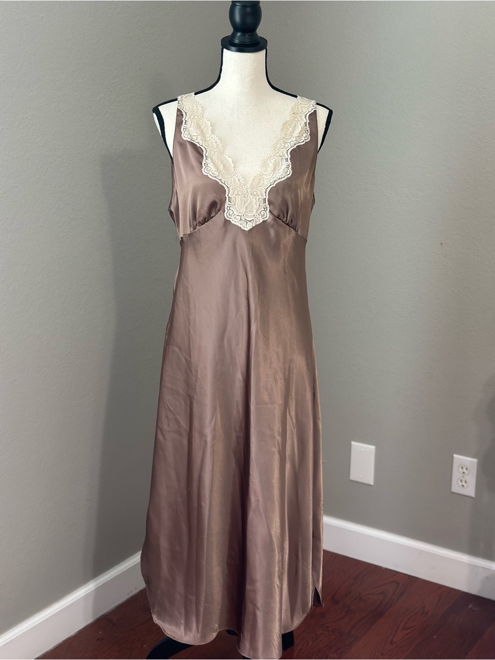 Vintage Satin Fairy Milkmaid Style Cinema Maxi Lingerie Dress
